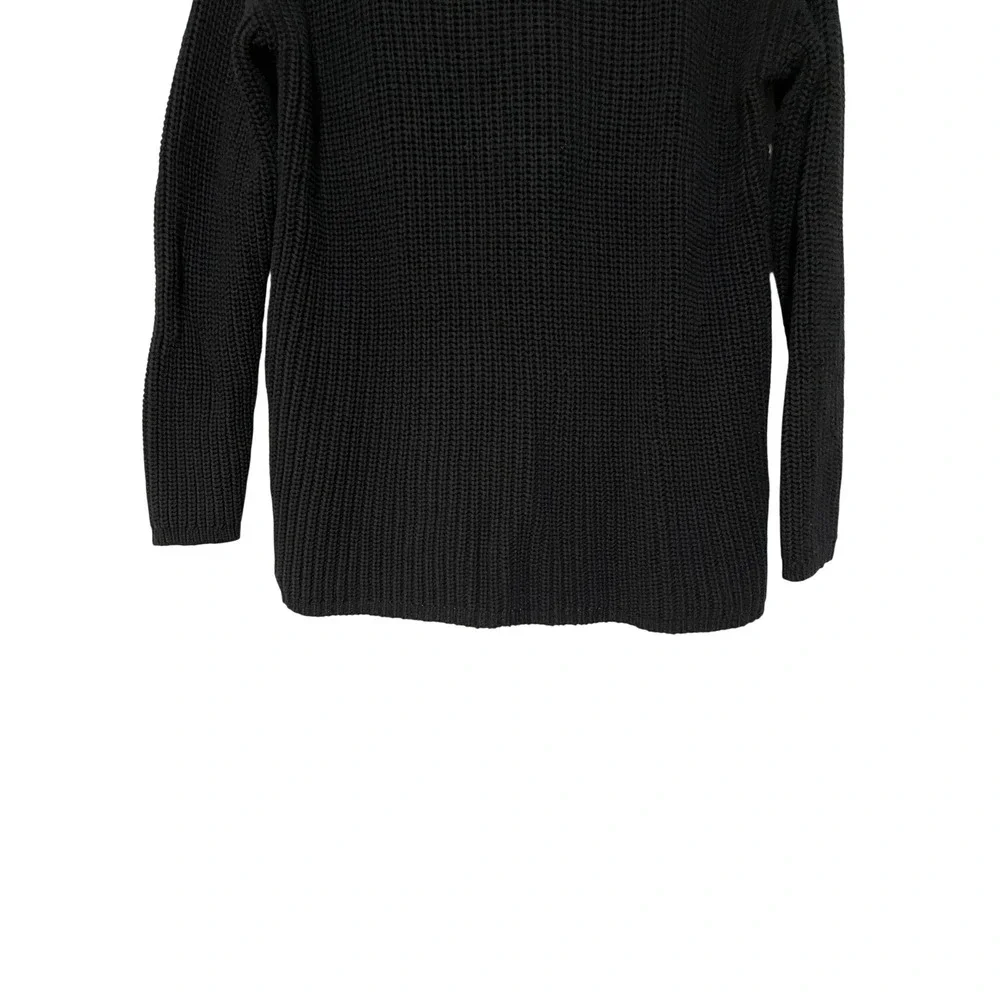 Jenni Kayne Cabin V Neck Knit Cotton Oversized Pullover Sweater Size XXS Black